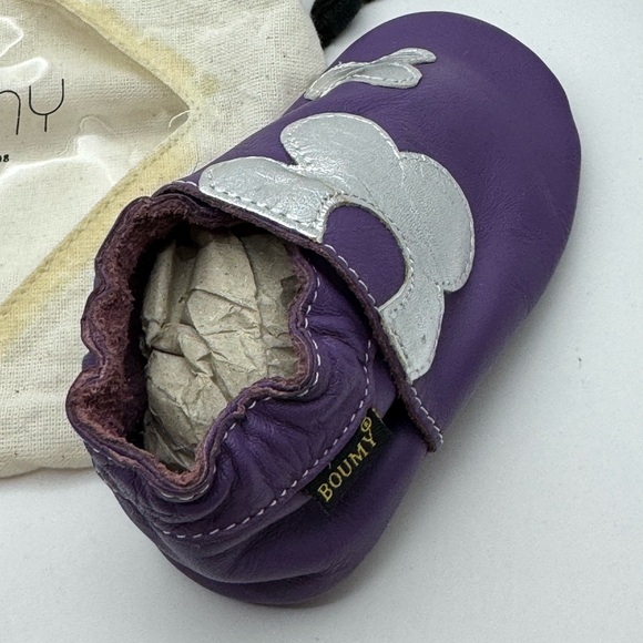 Boumy Flower Power Shoes with soft sole for Babys Infant Purple Leather size L - Picture 15 of 17